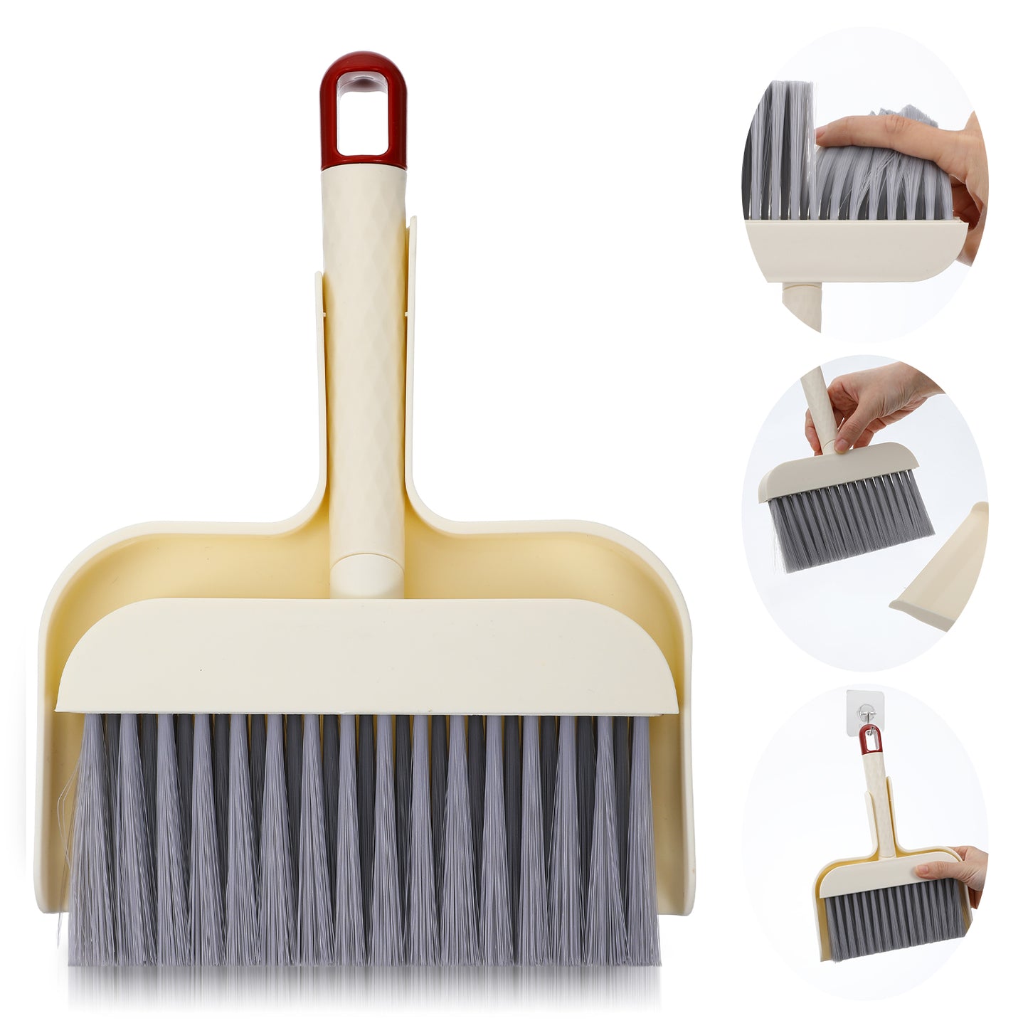 Nogeqi Small Broom and Dustpan Set, Hand Mini Dustpan and Brush Set with Durable Brush, Lightweight Dust Pan and Broom Sets for Cleaning Drawers Desktop Sofas Pet Care (Simple style)