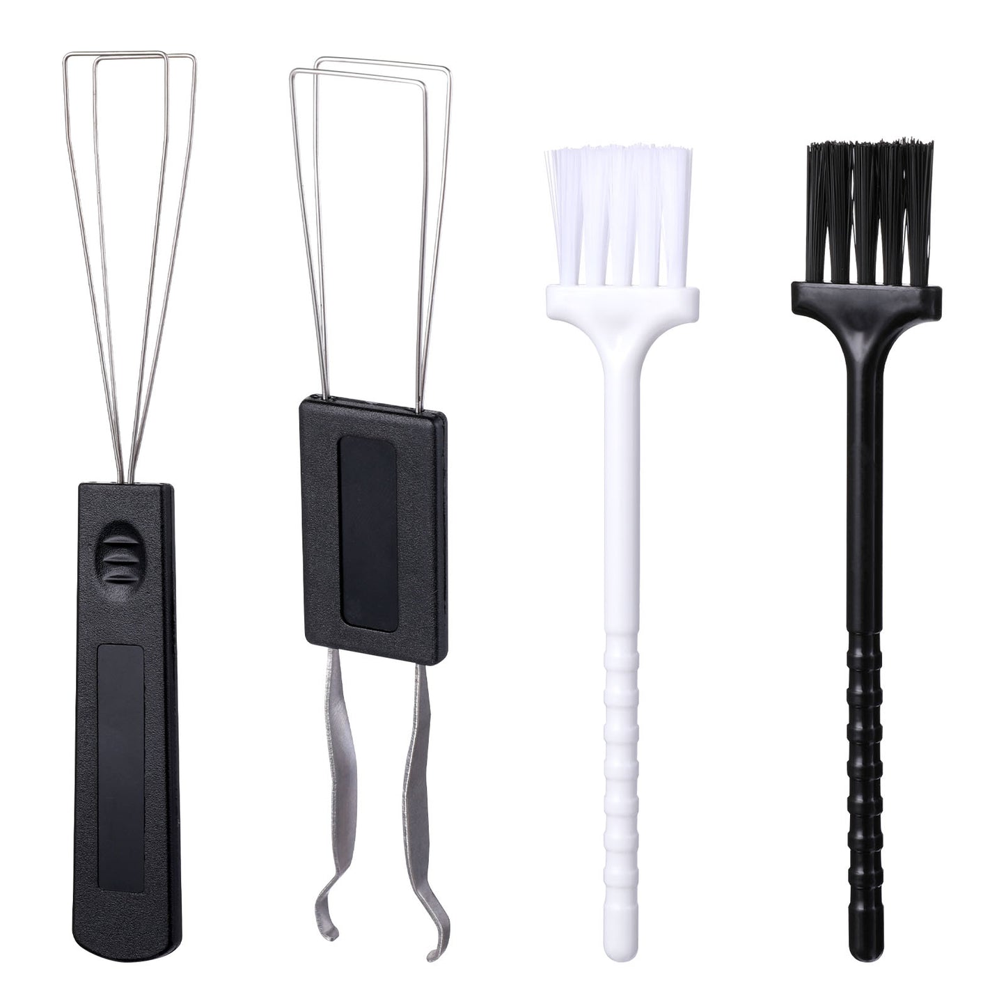 4PCS Switch Puller Keycap Puller Keyboard Brush, Stainless Steel Key Remover for Replacement Mechanical Gaming Keyboard Switches Key Cap Remover Tool Mechanical Keyboard Cleaning Kit(Black White)