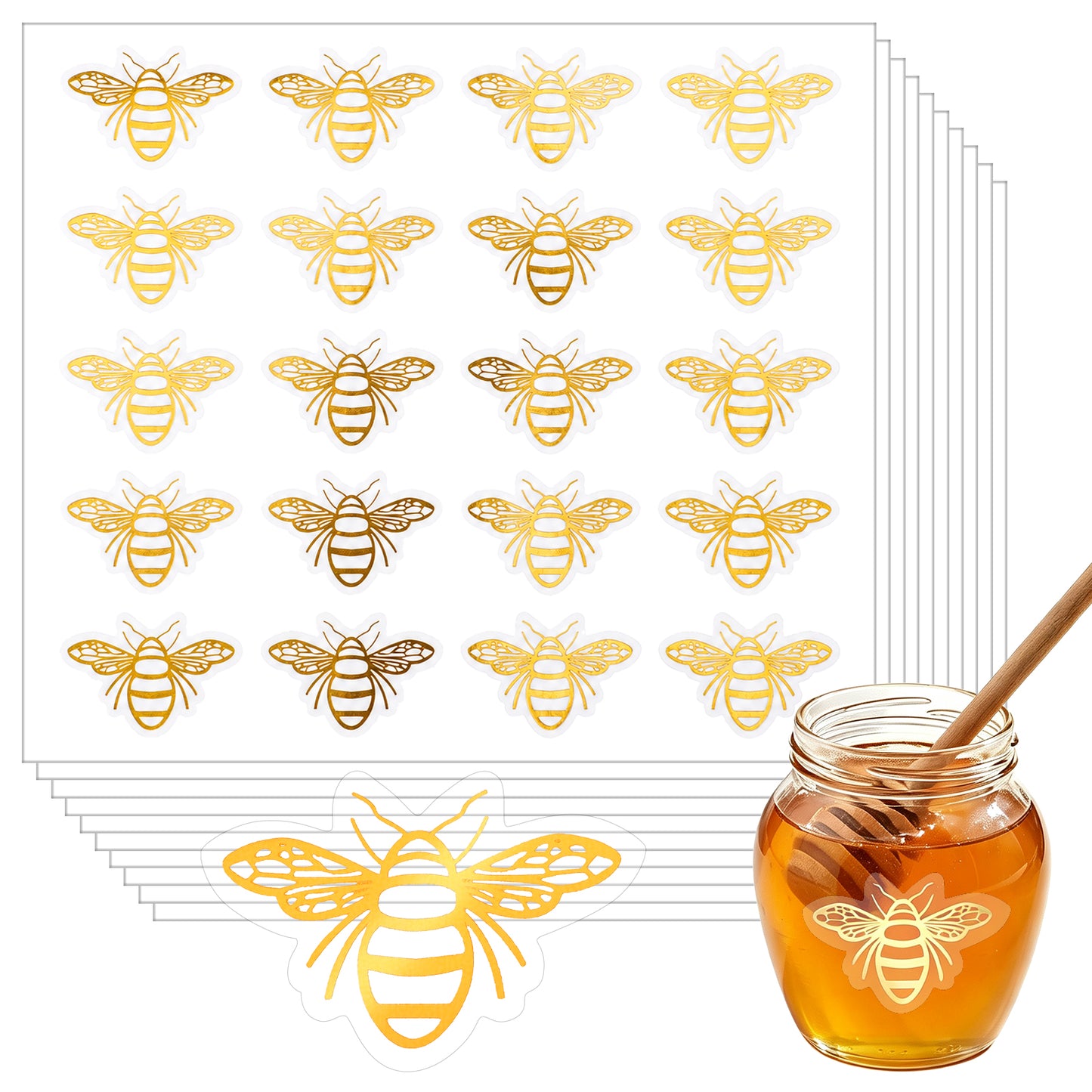 RAHHLIZS 200pcs Gold Foil Bee Stickers Envelope Stickers