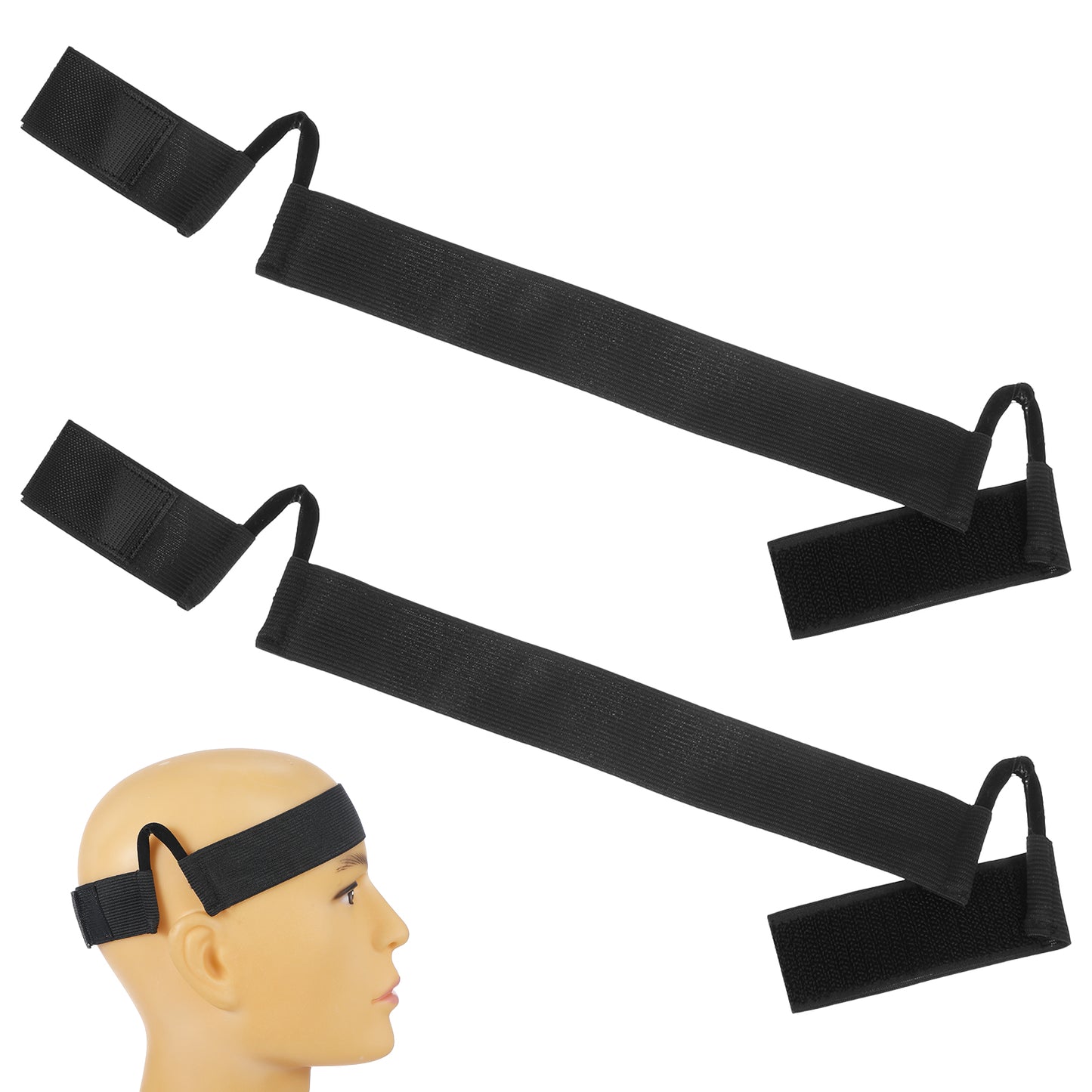 Ouligay 2PCS Wig Band for Lace Front No Slip Wig Bands Adjustable Elastic Lace Bands for Wigs Wig Band with Ear Cut Outs Comfortable Lace Melting Band Black