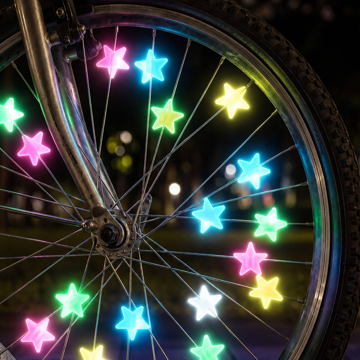 Bnehmb 74PCS Glow in the Dark Bike Spoke Beads Star Bike Wheel Nipples