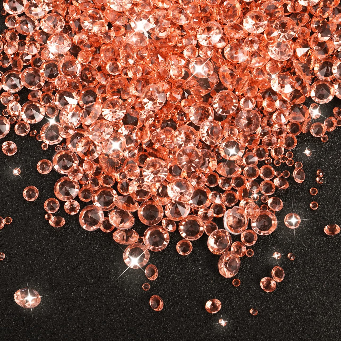 4000 Pcs Rose Gold Diamonds Confetti Wedding Crystal Scatter Acrylic Gem Bling Rhinestone Vase Filling, for Table Center, Wedding, Birthday, Party, Bridal Shower Decoration Vase Beads (3 Sizes)