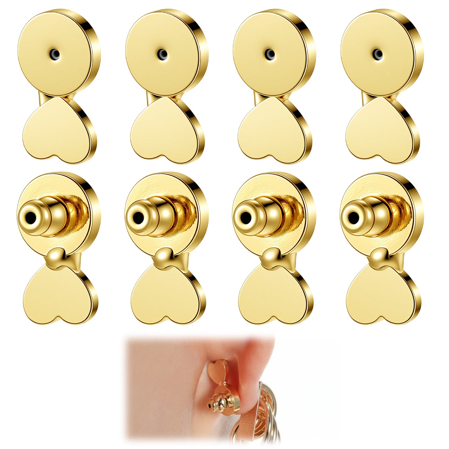 8PCS Secure Earring Backs, Ymapinc Adjustable Earring Lifters for Droopy Ears, Earrings Backs for Heavy Earrings & Studs, Comfortable Ear Ring Back Jewelry Accessories