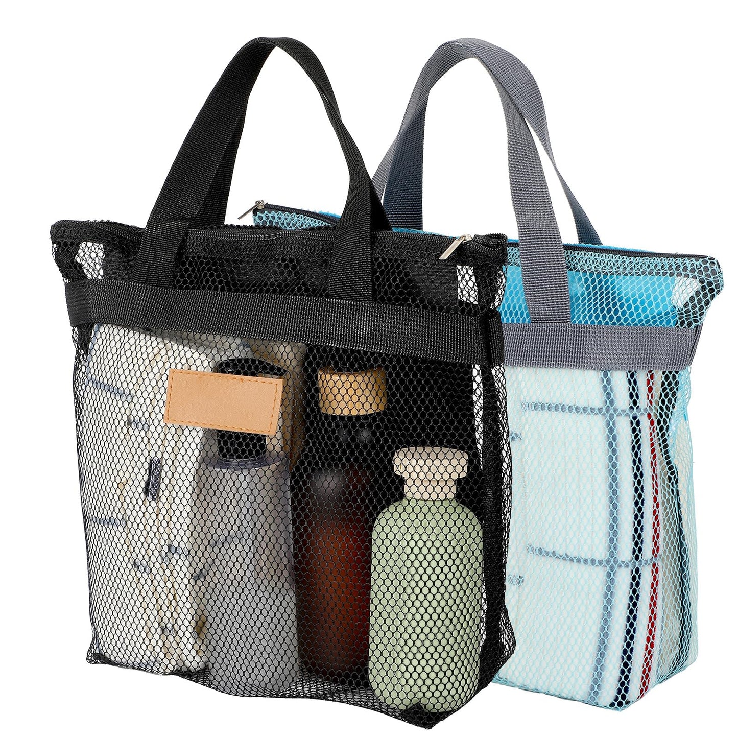 2Pcs Mesh Shower Bag Portable Shower Caddy with Handle Dorm Room Essentials