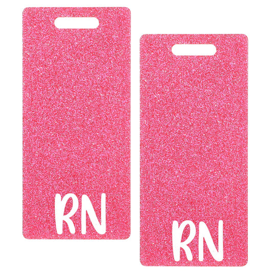 2 PCS Rn Badge Card Pink Rn Badge Buddy Vertical Nurse Badge Buddy Registered Nurse Badge Rn Badge Tag Glitter Vertical Badge Identification Badge Backer Card for Nurses Hospital Work