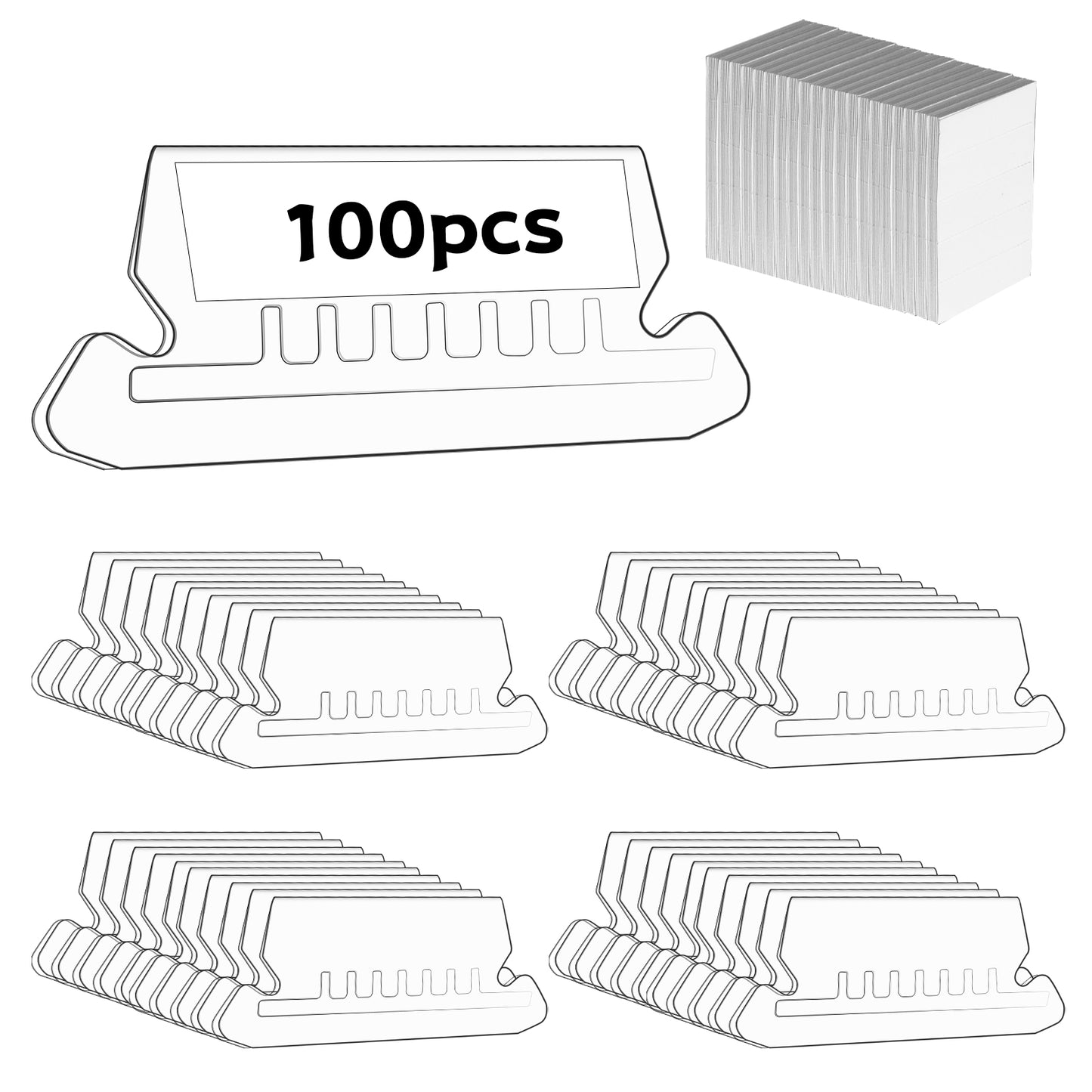 Ouligay 100pcs Clear PVC File Folder Tabs, File Tabs for Hanging Folders, Hanging File Folders with Tabs for Quick Identification, Transparent Hanging Folder Tabs with Paper Inserts