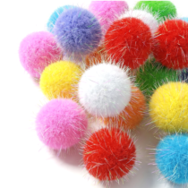 Xinjoduz 20 PCS 1.3 Inch Sparkle Cat Pom Pom Balls Premium Interactive Lightweight Multicolor Cats Fuzzy Ball Fur Soft Balls Cat Toys Pet Supplies for Exercise and Entertainment