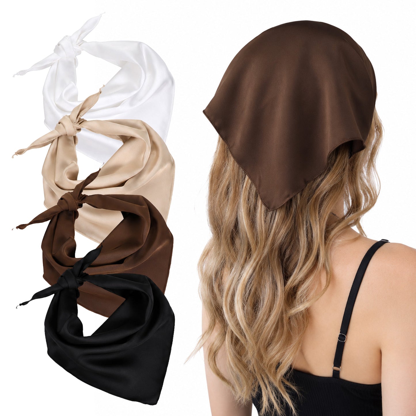 Matwsec 4PCS Triangle Hair Scarf Boho Head Scarf Head Bandana for Women