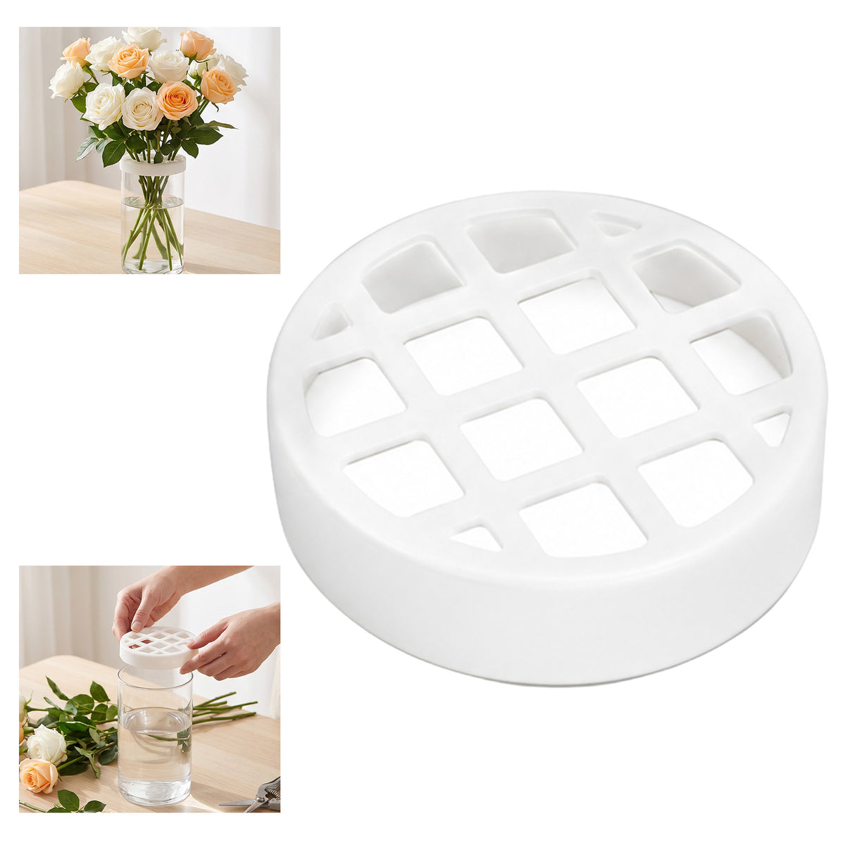 Chsoejuf 3.2 in Silicone Flower Arranging Grid Stretch Reusable Vase Holder