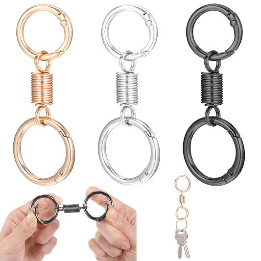 Ymapinc 3pcs Spring Double Ring Keychain, Retro Keychain, Spring Metal Keychain, Detachable Keychain, Spring Shaped Keychain Accessories for Various Keys, Keyrings and Charms