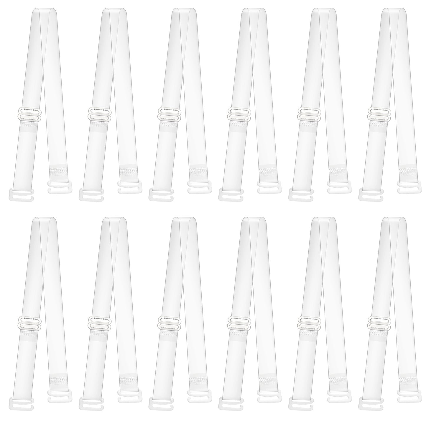 Nogeqi 6 Pairs Clear Bra Straps for Women, 18mm Wider, Adjustable Clear Straps for Bra, Non-Slip Transparent Shoulder Strap for Strapless Bras to Make Racerback