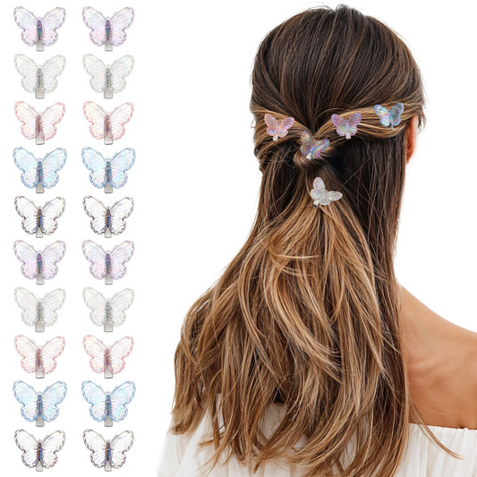 20Pcs Sparkly Mini Butterfly Hair Clips for Girls, Colorful Butterfly Clips for Hairs, Glitter Hair Accessories for Girls and Women Y2k Cute Small Tiny Clip in 5 Assorted Colors