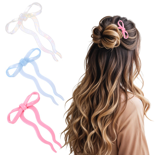 3 Pack French Twist Hair Pin 4inch Acetate French Hairpin for Women, Bow Pins for Thick Hair, U Shaped Wavy Hair Fork, Styling Hair Pins for All Hair Types, Buns Sticks Hairpins Christmas Gift