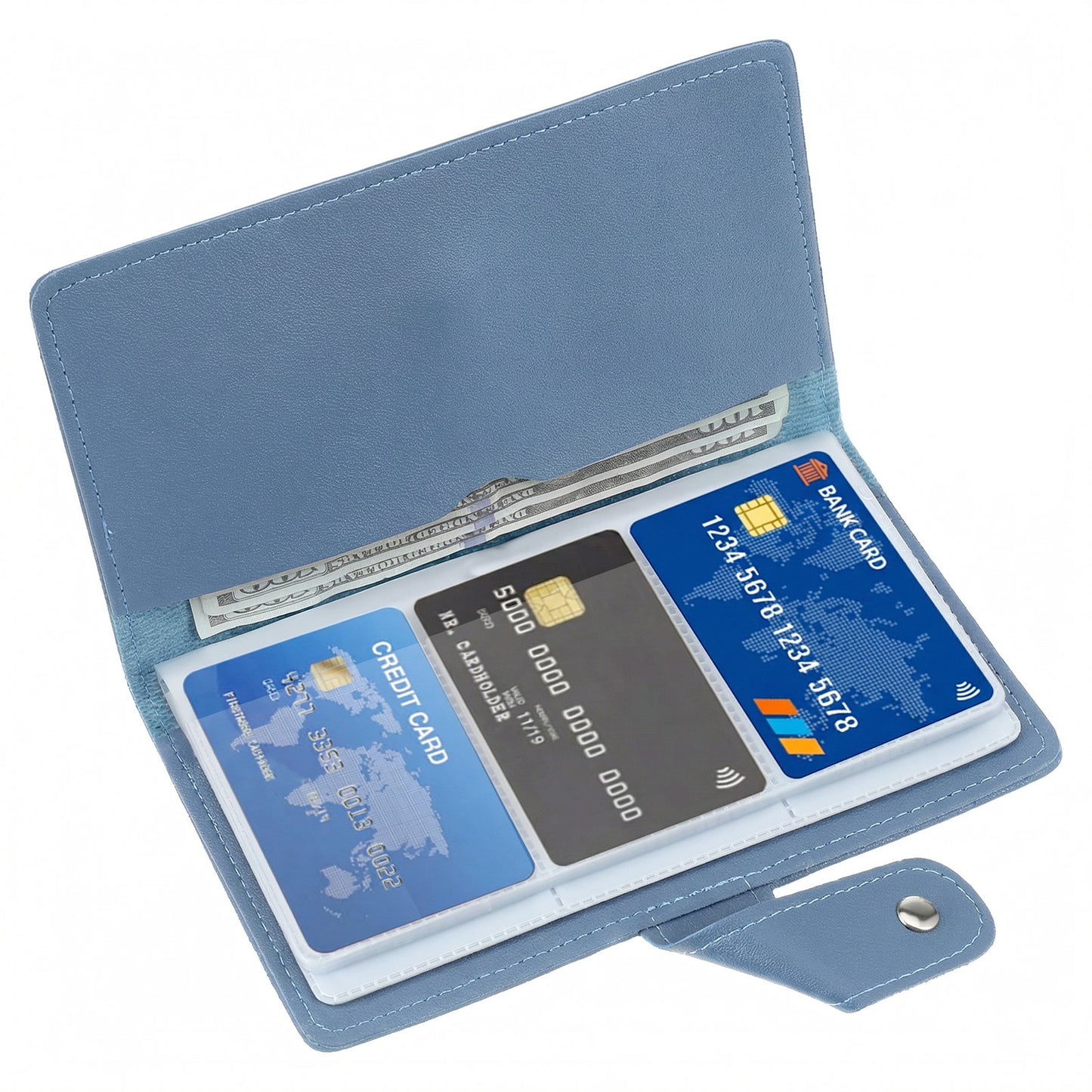 Mabor 96-Slot Blue PU Leather Card Holder, Business Card Organizer Book with RFID Blocking, Credit Card Case for Women & Men