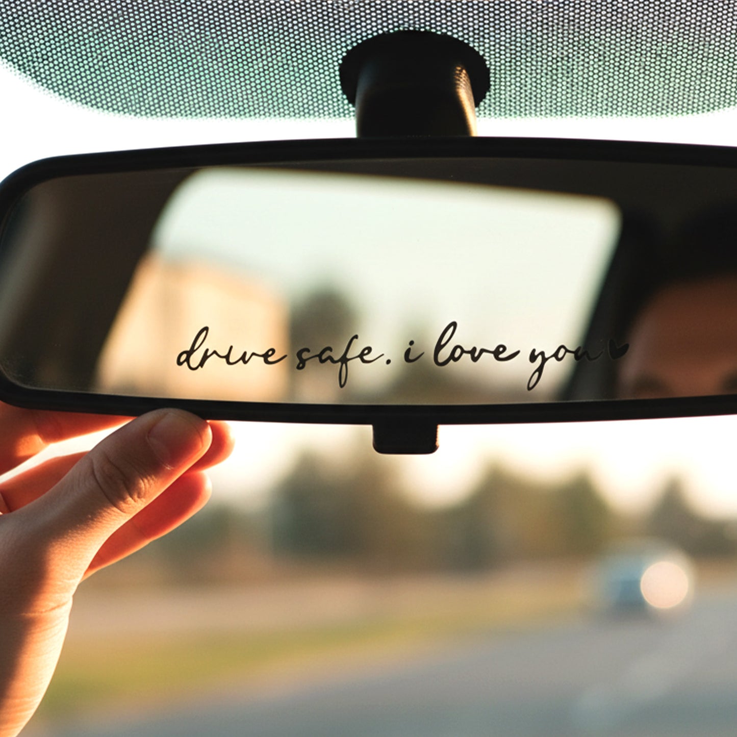 Nogeqi 6pcs Vinyl Drive Safe i Love You Sticker Rearview i Love You Drive Safe Mirror Sticker Cute for Women Her Gift Decal for Window, Mirror, Tumbler, and Water Bottle (Black)
