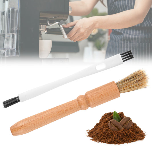 2 Pcs Coffee Brush Coffee Grinder Brush, Espresso Machine Cleaning Brushes Cleaner Tool with Wooden Handle and Natural Bristles Accessories Cleaner Barista Brushes Espresso Supply