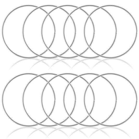 10PCS Macrame Hoops Ring for Dream Catchers, Gold/Silver Macrame Supplies, 2.95 in Dream Catchers Kit, Wreath Hoop Rings for Home Decorations DIY Crafts and Wall Hanging Crafts(Silver)