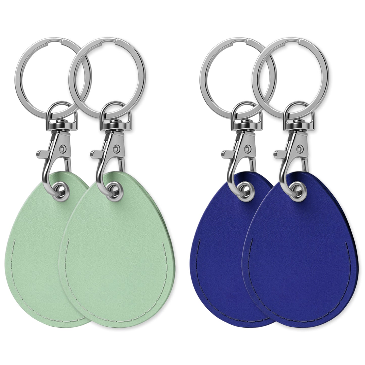RAHHLIZS 4 Pack Key Fob Keychain Set, Rfid Blocking Key Fob Protector Case with Key Rings, PU Leather Fob Holder for Id Cards, Door Access Cards, Black & Green