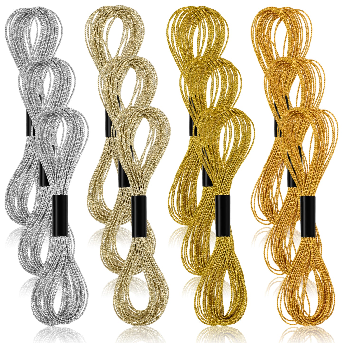 Bnehmb 12 Skeins Metallic Embroidery Thread Gold/Silver Embroidery Floss