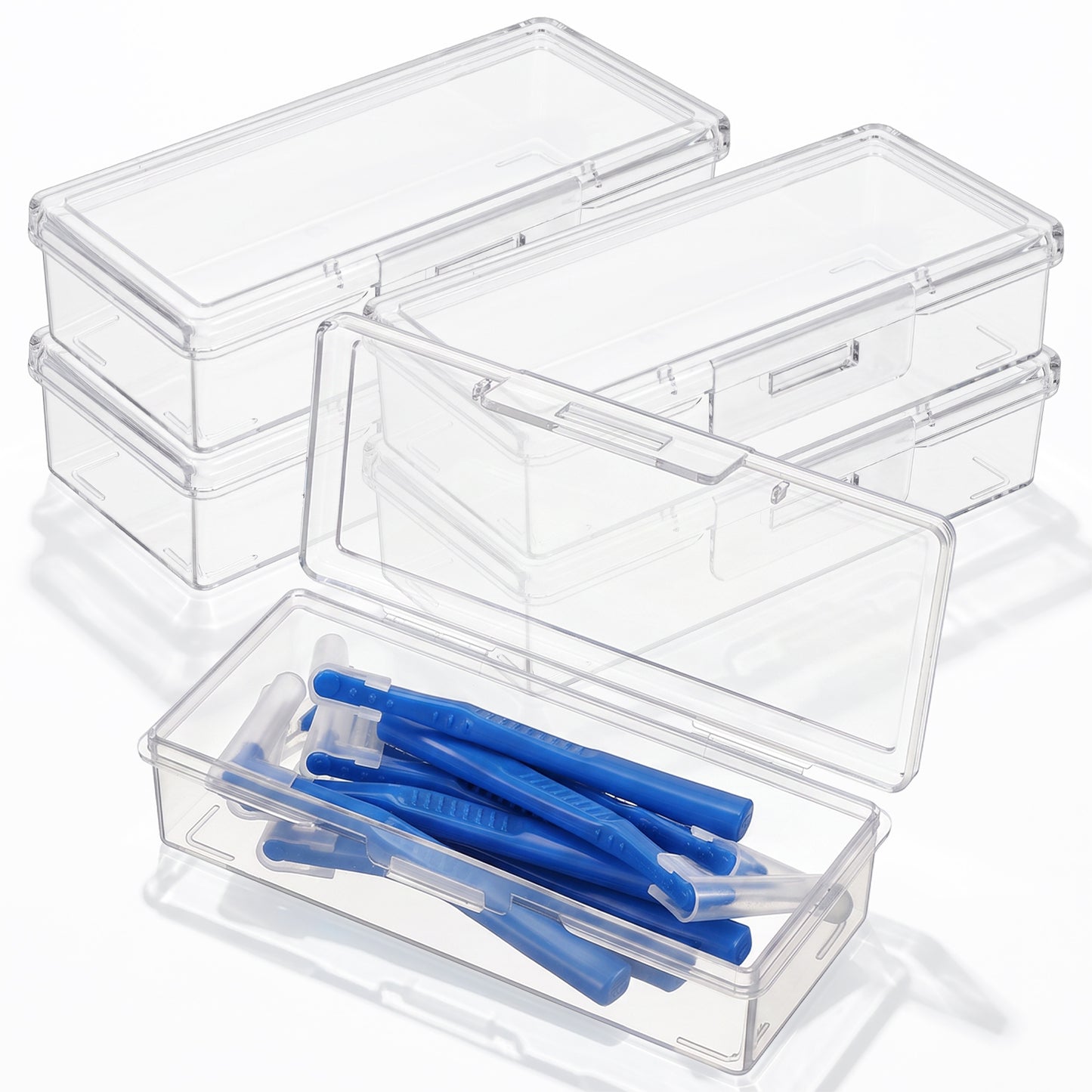 Chsoejuf 5pcs Small Plastic Case Qtip Travel Case Clear 4.1x1.7x0.9inch