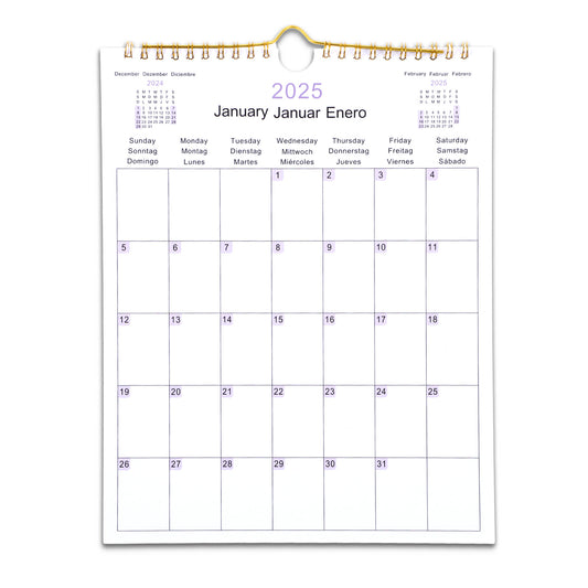 Tyqour Wall Calendar 2025 Calendar Month to View 28 x 22 cm Family Calendar for Easy & Efficient Planning, Family Planner, Office, Student