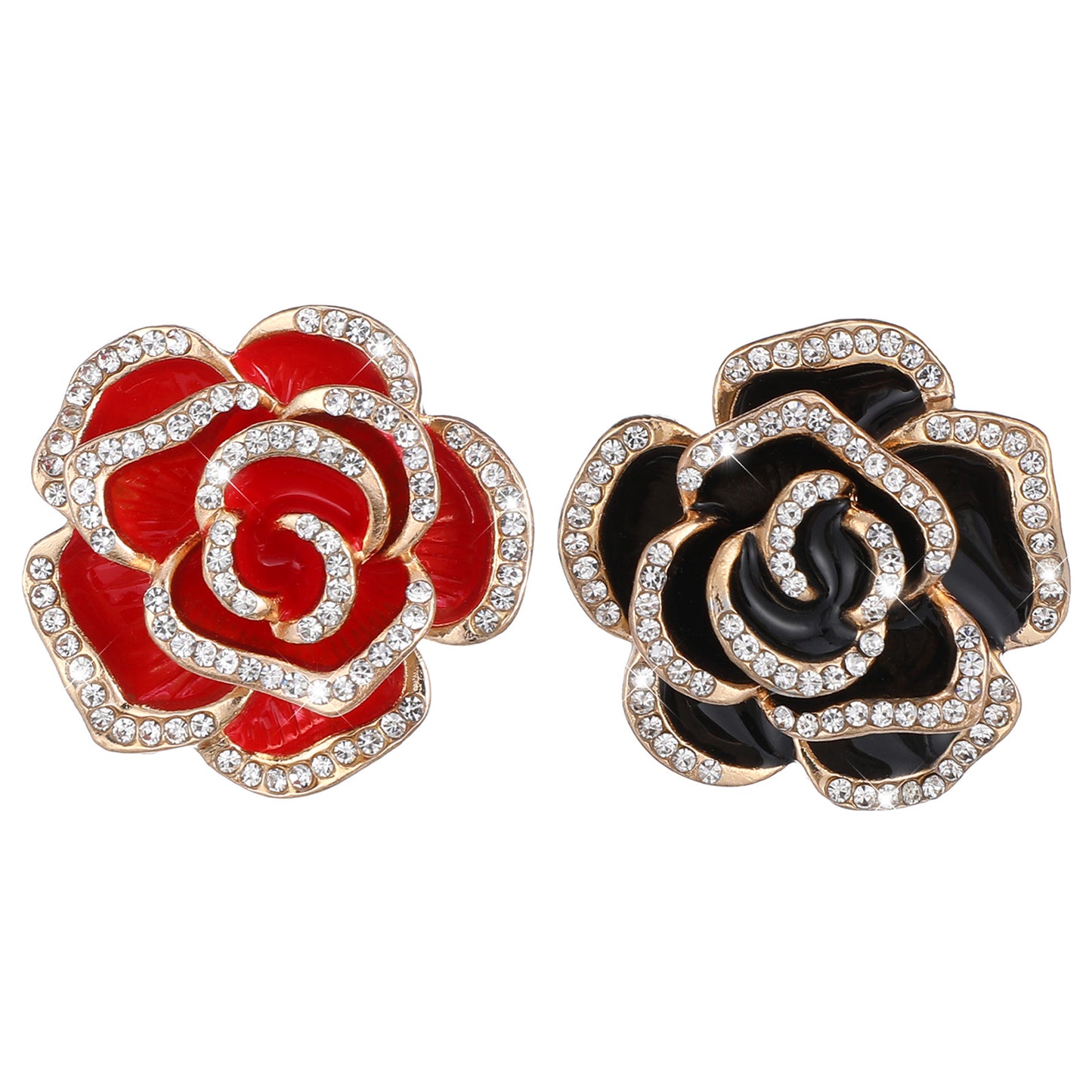 Crystal Rhinestone Red Flower Camellia Pin Brooch Elegant Accessories Jewelry Women's Brooches & Pins Crystal Blooming Rose Flower Brooch Lapel Pin Breastpin For Women Birdal Cardigan Hat Scarf Gifts