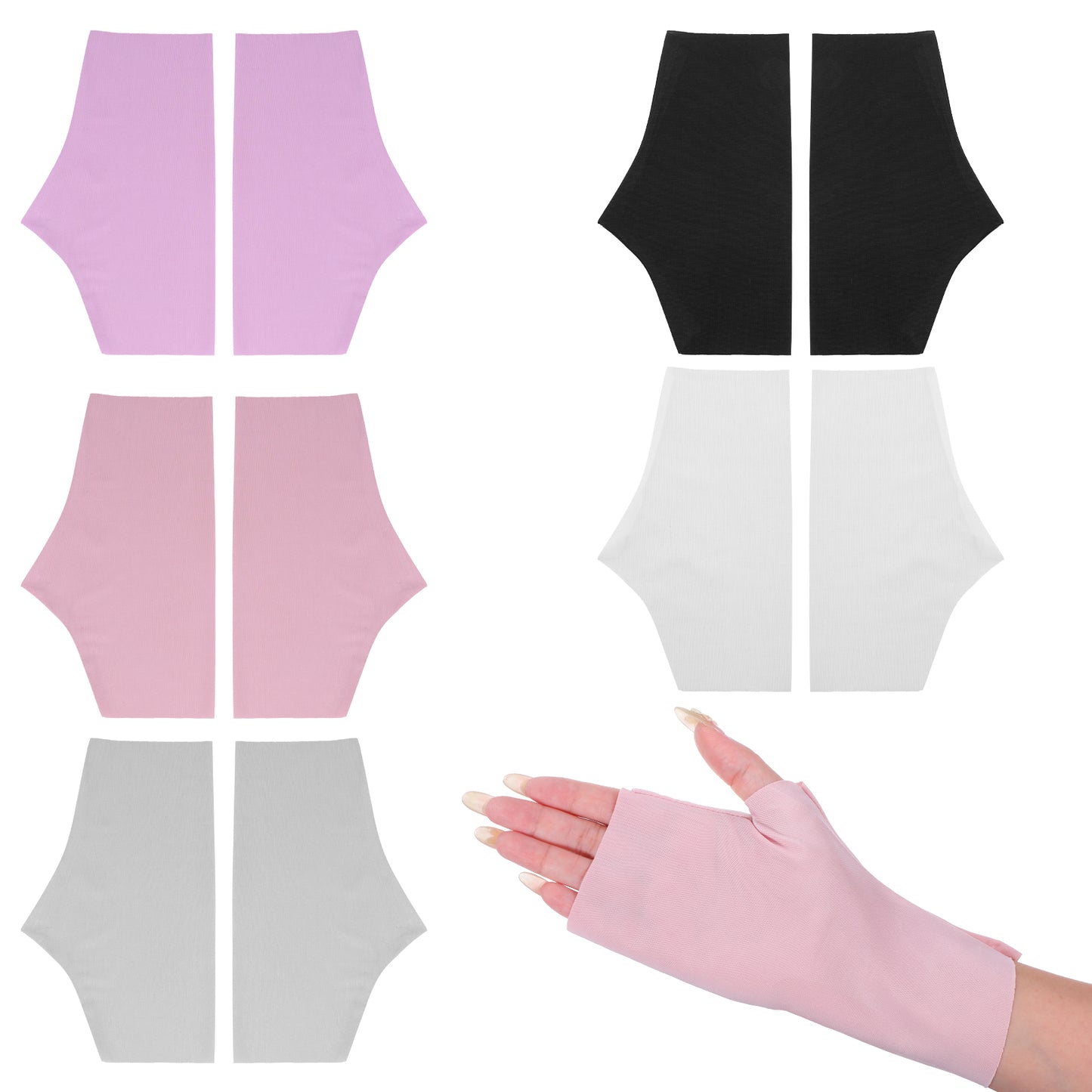 RAHHLIZS 5 Pairs Fingerless Sun Protection UV Gloves Half Finger Driving Gloves Women UV Protection for Gel Manicures Biking