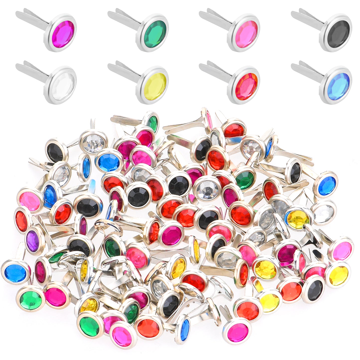 100PCS Split Pins Paper Fasteners - Multicolor Metal Mini Brads for Scrapbooking, DIY Paper Fasteners, Card Making Brads, Brads Paper Fasteners Jewels for Crafts Brads for Scrapbooking DIY