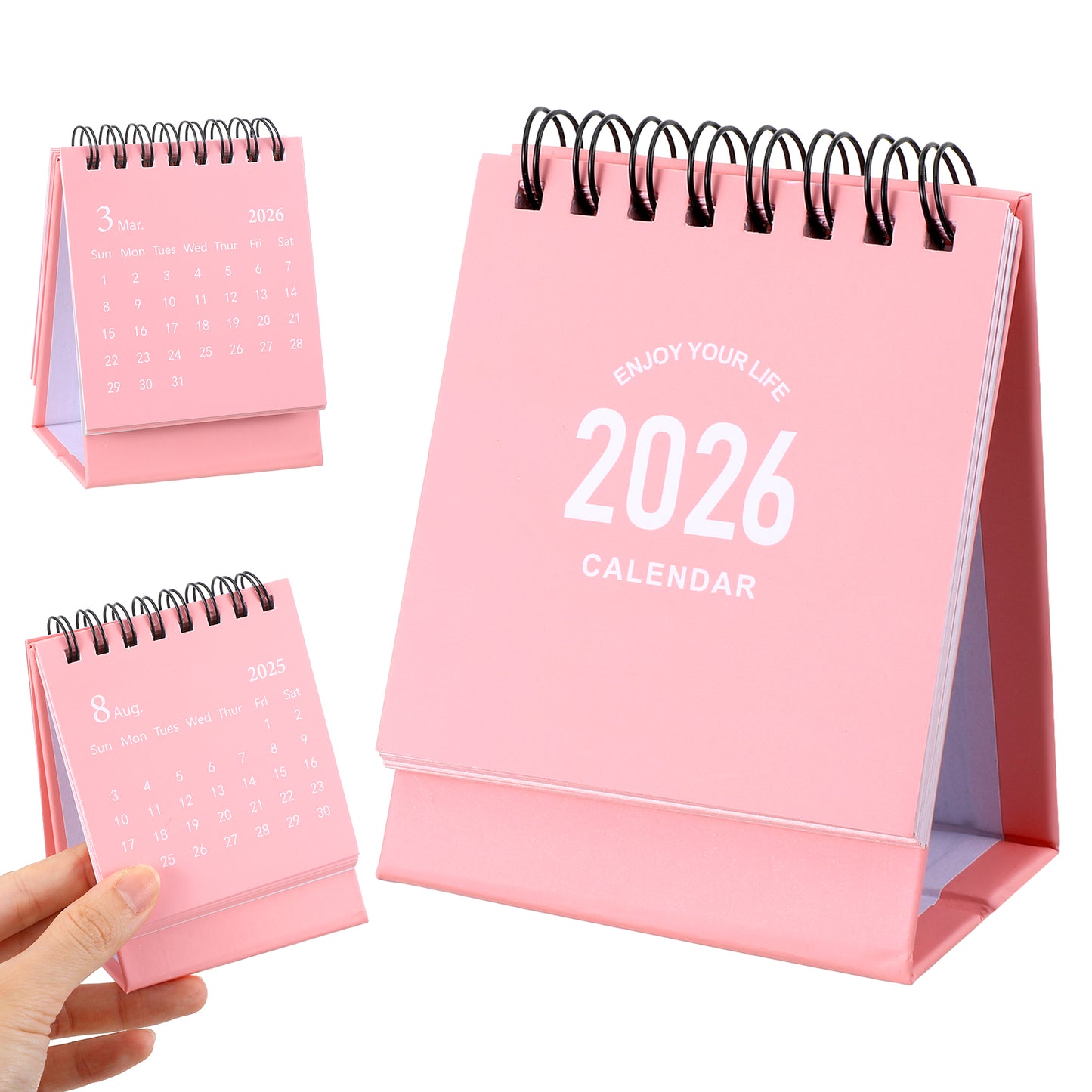 Nogeqi Mini Desk Calendar 2025.7-2026.12 Small Desktop Calendar 2025-2026 Standing Flip Calendars Small Desk Calendars 2025-2026 for Home or Office New Year Decoration Gift (Pink)