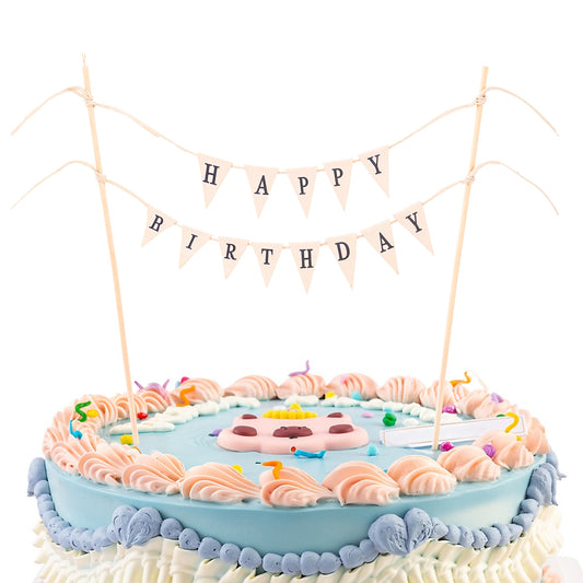 Ymapinc Personalised Happy Birthday Cake Topper with Banner Celebrate with Cake Toppers and a Bunting Sign for Birthday Party Decorations 1PCS