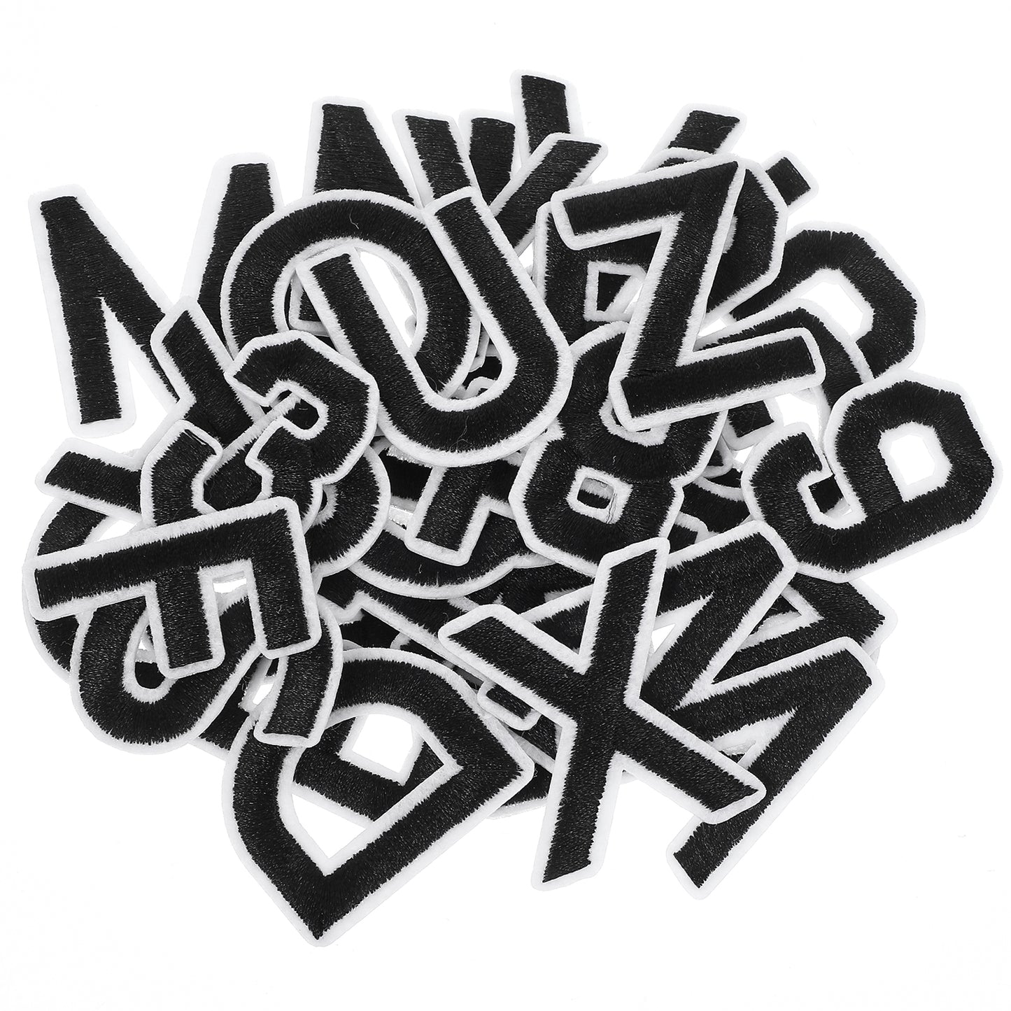 Xinjoduz 72 PCS Letters and Numbers Iron on Patches, Embroidered Patches Alphabet A-Z Number 0-9 Sew on Patches Appliques Iron Patches for Clothing Pants Hats Jeans Jackets Backpacks DIY Crafts(black)