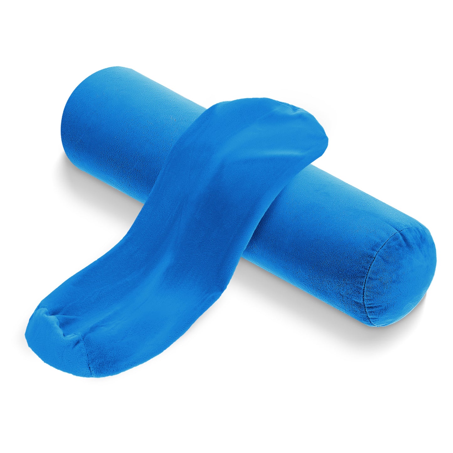 2 Pcs Cervical Neck Roll Pillow Cover, Round Soft Bolster Pillow Covers with Hidden Zipper, Neck Roll Pillowcase Cylinder Pillowcases for Cylindrical Cushion, Pillow-Case Only (Blue)