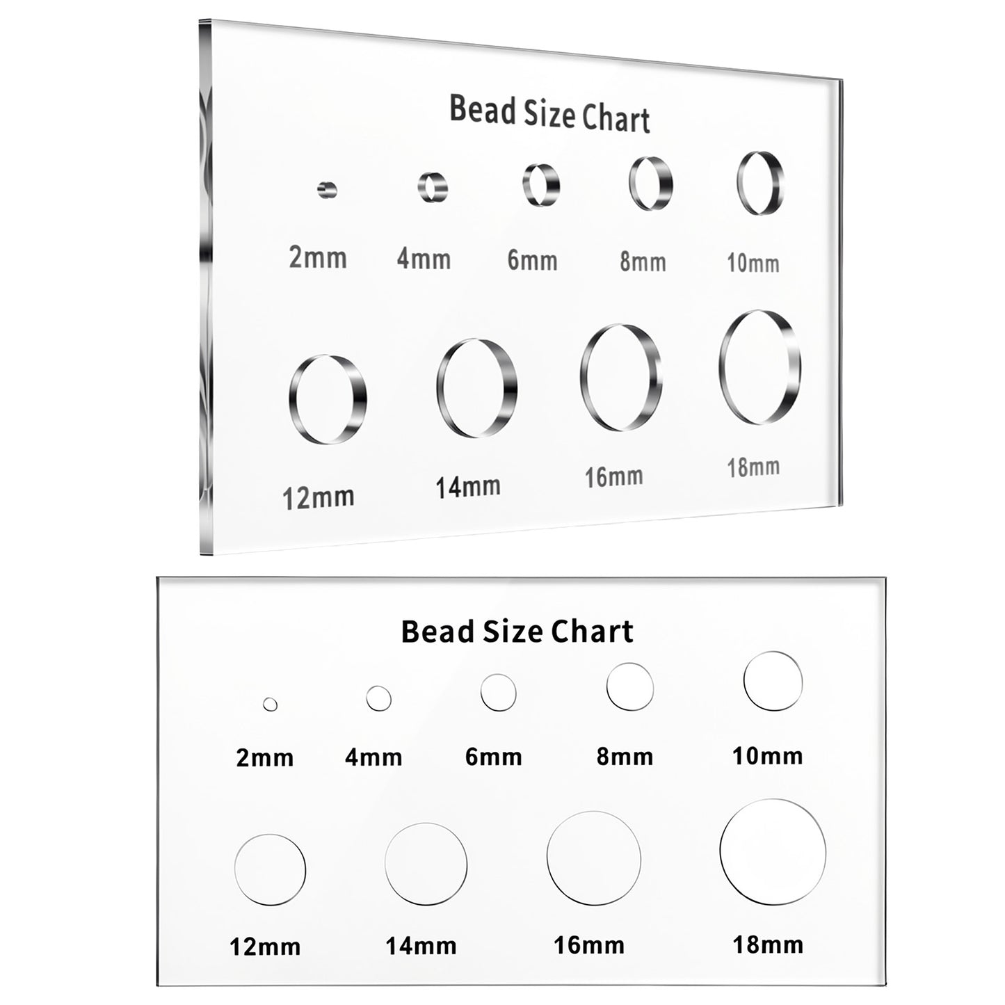 Sorcristy 2 PCS Bead Measuring Tool Acrylic Bead Size Chart Multi-Function Geometric Stencil Ruler Clear Circle Template for Beads Stones Gem Diamond (2/4/6/8/10/12/14/16/18mm)