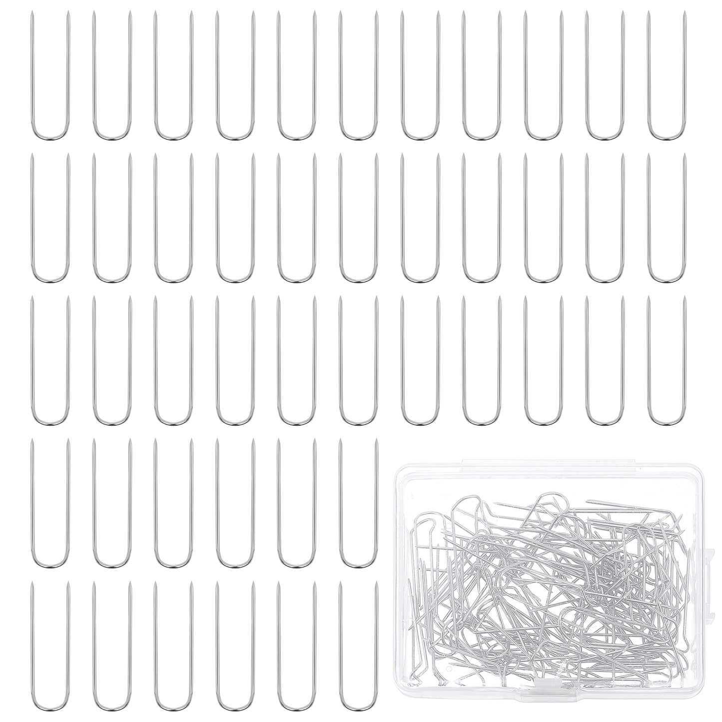 Teaaha 100 PCS Sewing U Pins, 0.9 Inch Fork Pins Double Blocking Pins for Knitting Stainless Steel Multipurpose Straight Quilting Needle Crafts Pins for DIY Sewing Jewelry Craft Making Home Decor