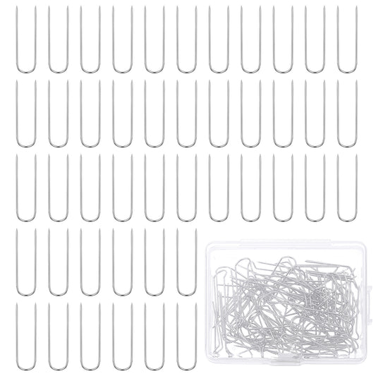 Teaaha 100 PCS Sewing U Pins, 0.9 Inch Fork Pins Double Blocking Pins for Knitting Stainless Steel Multipurpose Straight Quilting Needle Crafts Pins for DIY Sewing Jewelry Craft Making Home Decor