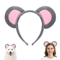 Tyqour 1 PCS Mouse Ears Headband, Fuzzy Animal Headband for Women Adults, Grey Animal Ears Headwear Plush Hairband for Halloween Festival Christmas Cosplay Costume Party Favors Supplies