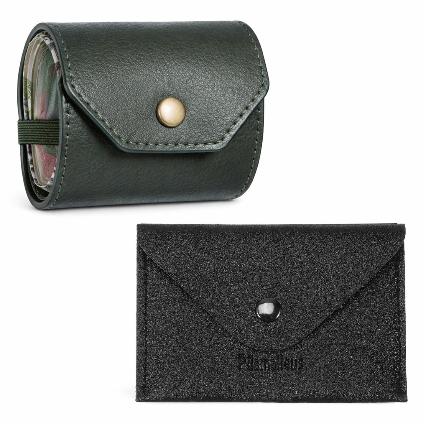 Xinjoduz 2 PCS Reusable Cash Wrap Wallet Fast Access PU Leather Cash Envelope Wallets Slim Pocket Money Holders for Men & Women with Card Holder