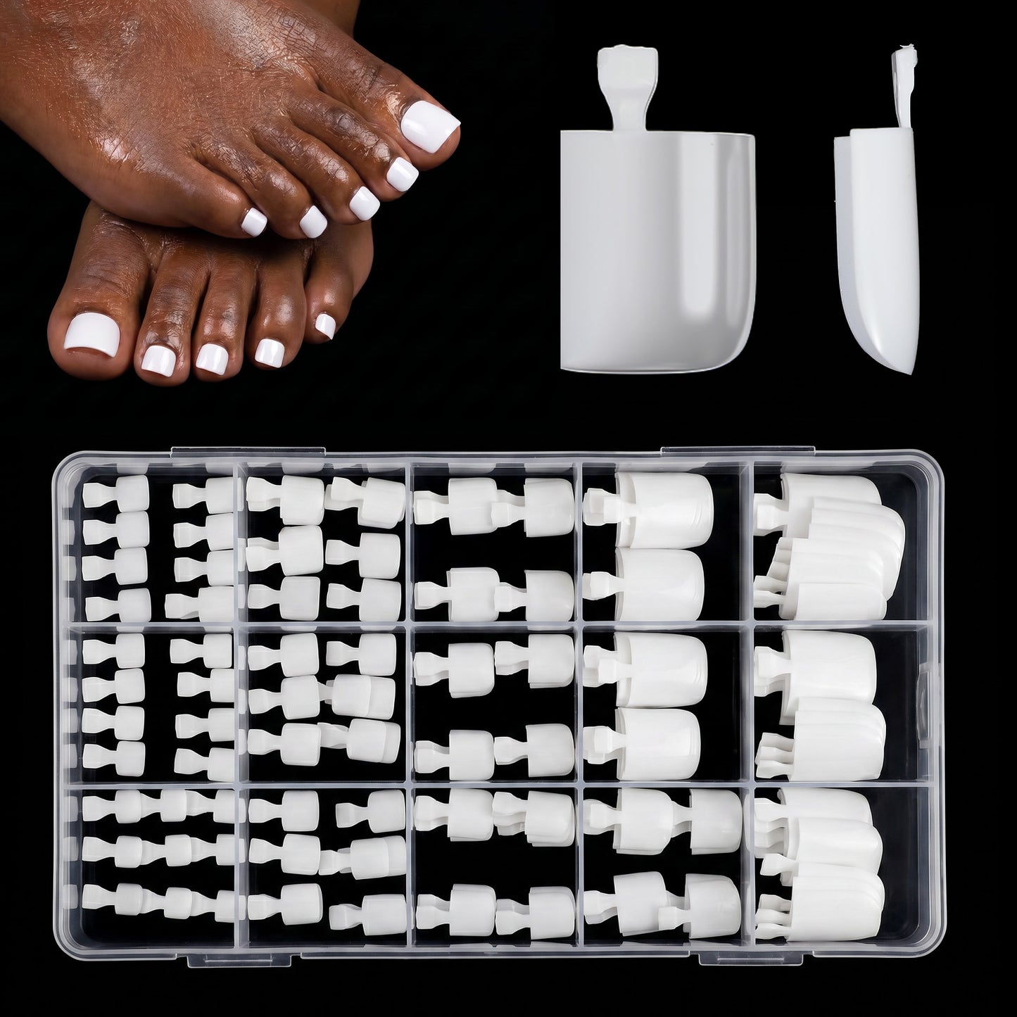 Ouligay 150PCS White Press on Toenails 15 Size Square Fake Toe Nails White Fake Toenails Press on Solid Color Press on Nails Toes Full Cover False Toenails Stick on Nails Art DIY Gifts for Women