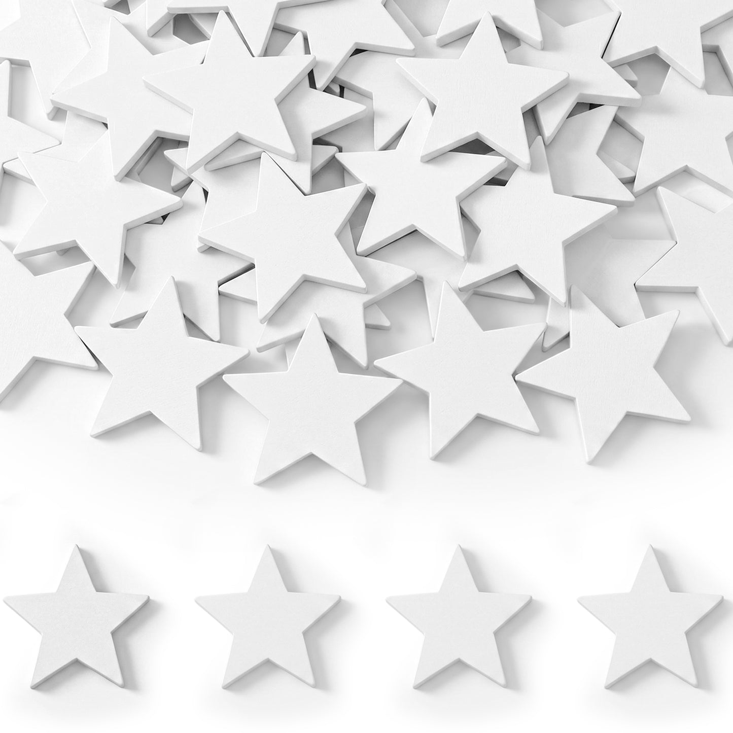 RAHHLIZS 50 Pcs White Wooden Stars, 2 Inch Wooden Stars for Crafts, Unfinished Wooden Ornaments Beech Wood Cutouts for DIY Painting, Home Tiered Tray Decor, Party Favors