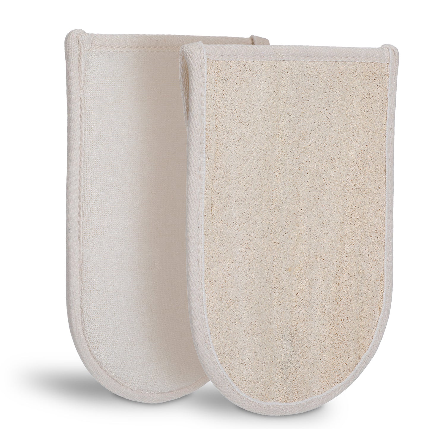 2Pcs Natural Loofah Glove Pad Exfoliating Body Scrubber, Shower Loofah for Men and Women Clean Deeply, Shower Scrubber for Body and Face, Made with Eco-Friendly Luffa Sponge