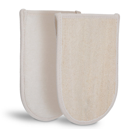 2Pcs Natural Loofah Glove Pad Exfoliating Body Scrubber, Shower Loofah for Men and Women Clean Deeply, Shower Scrubber for Body and Face, Made with Eco-Friendly Luffa Sponge