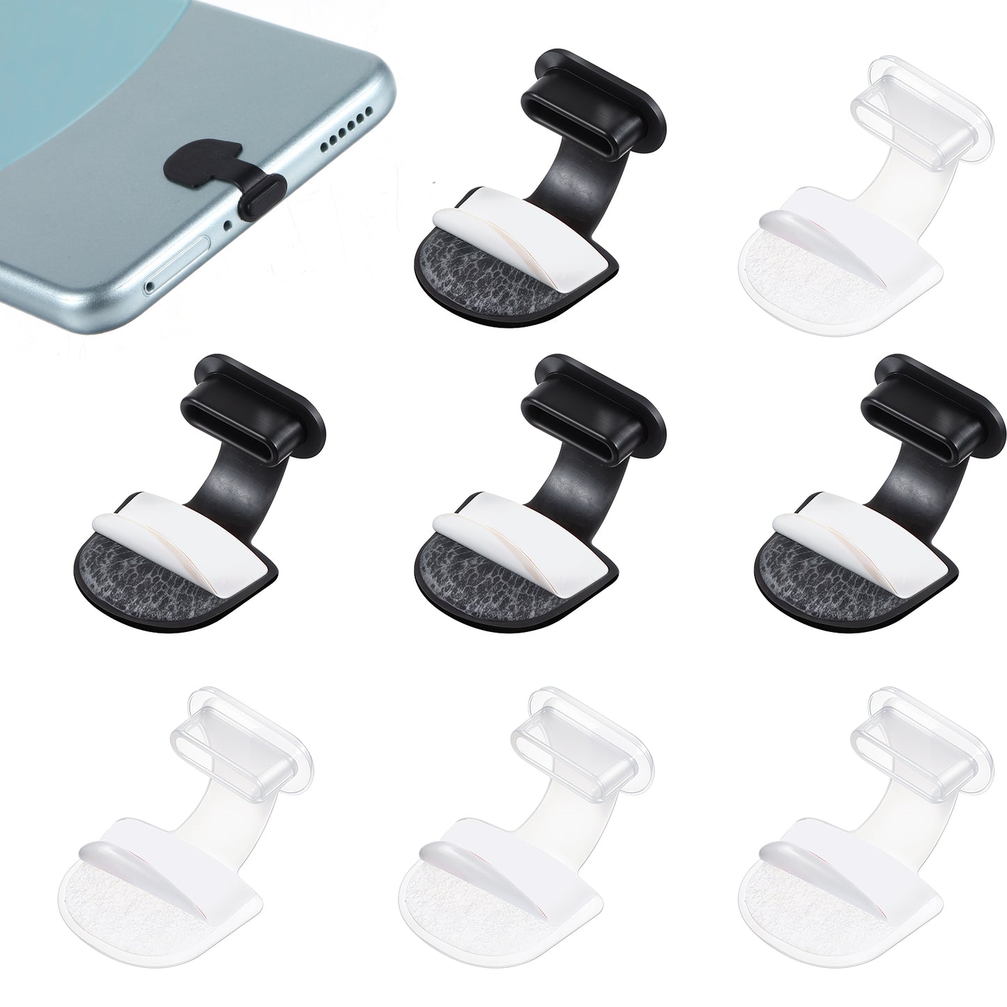 Bremorou 8 Pcs Usb C Dust Plug, Anti-Lost Usb C Plug Cover Silicone Dust Covers With Detachable Adhesive Phone Type-C Anti Dust Charging Port Plug Compatible With Laptop Smartphones（Black