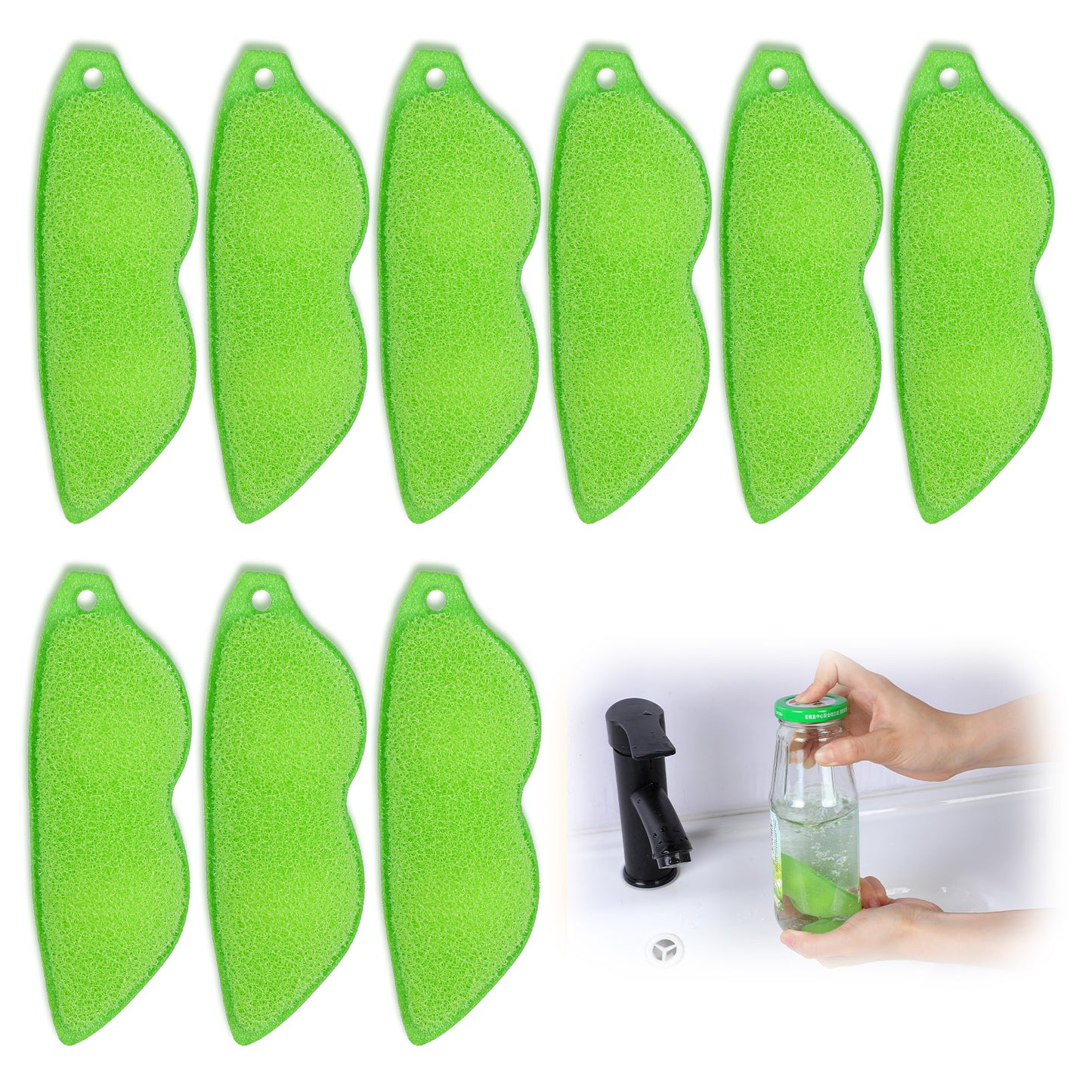 6 Pcs Magic Beans Bottle Cleaner Sponge Reusable Bean Shape Water Bottle Cleaning Sponge Green Heat Resistance Bottle Brush For Internal Cleaning Of Small Mouth Cleaning Tools
