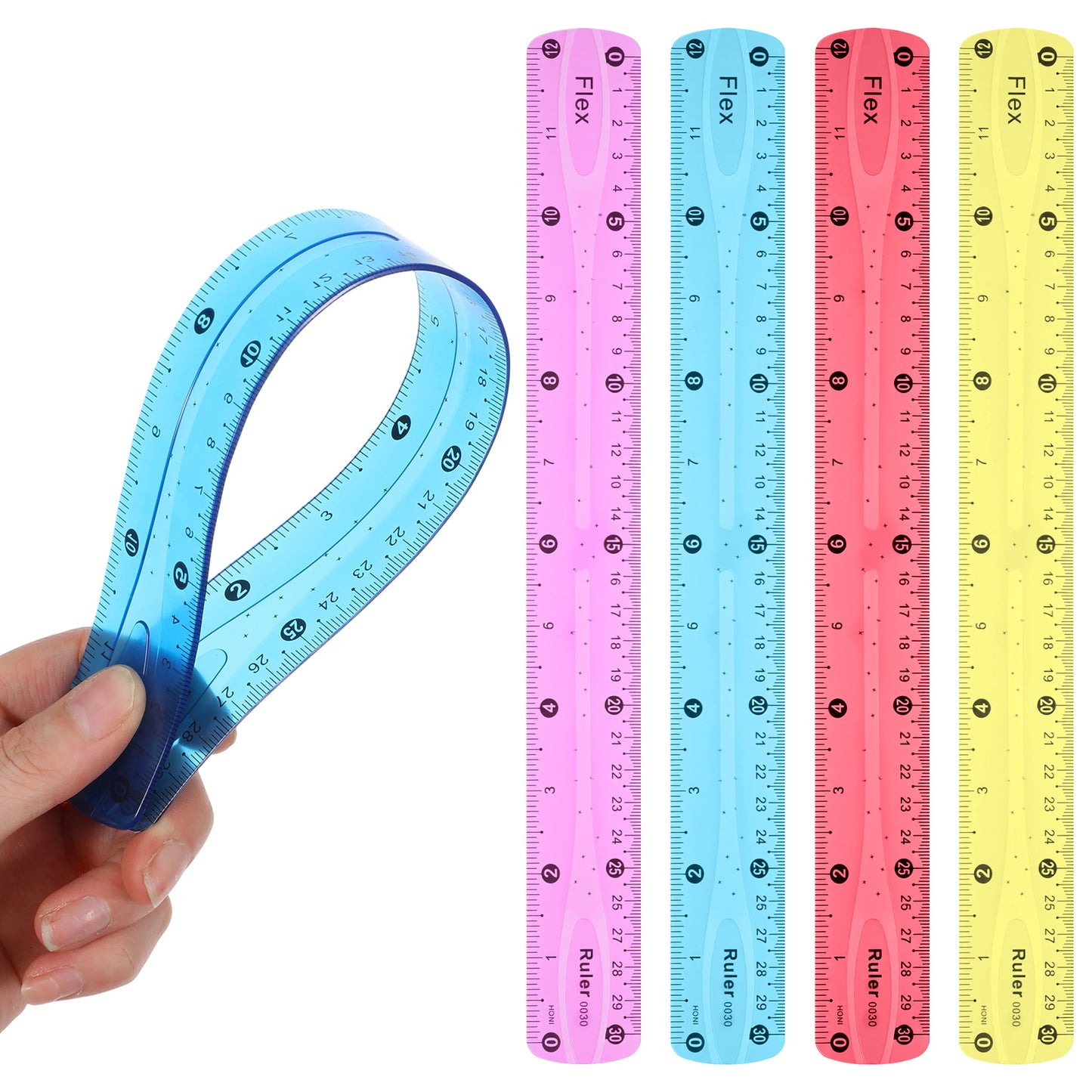 Nogeqi 4 Pcs 30cm Flexible Ruler Soft Plastic Ruler 12 Inch Rulers Bendable Reglas Escolares Flexibles With Centimeters And Inches Translucent Shatterproof For Adults Home Office Supplies Classroom