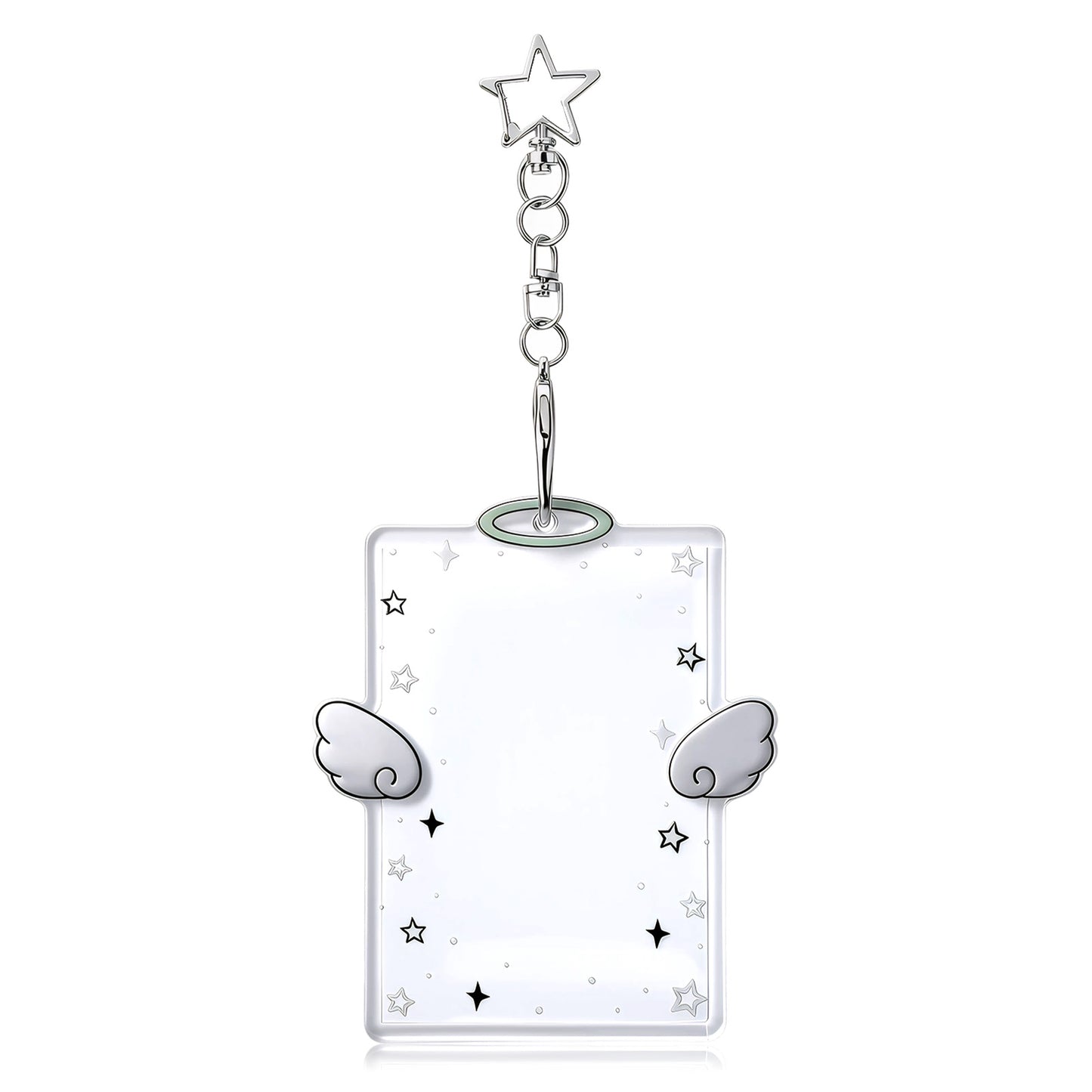 RAHHLIZS Cute Photocard Holder Keychain Photo Card Holder Photocard Keychain with Star Wave Design, Transparent Pc Holders for Bus Student Card, Photo Protector