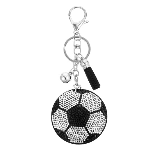 Ymapinc Rhinestone Baseball Keychain Gifts - Sparkling Sport Themed Football Pendant with White Tassel Keychain for Backpacks, Bag, Purse, Handbag, Football & Soccer Fans