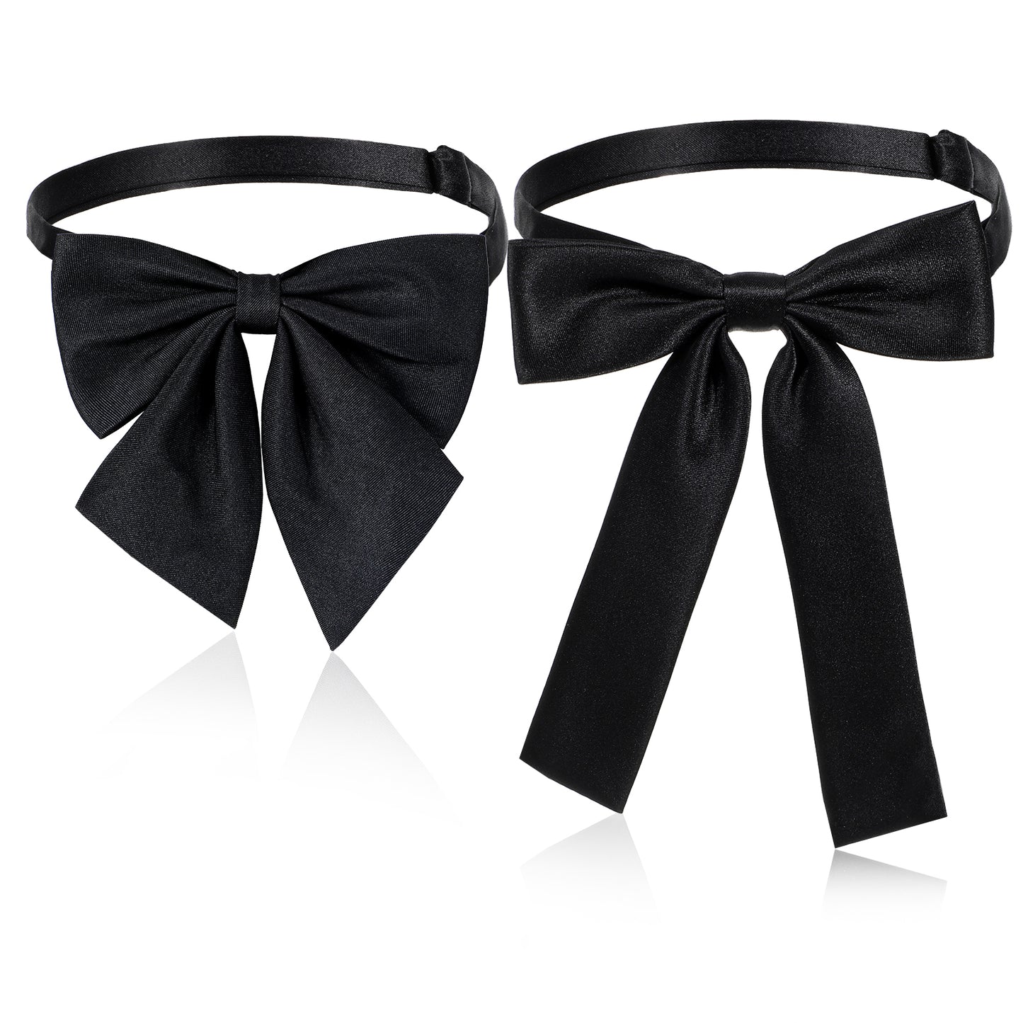 Black Bow Ties for Men Women, Black Bowtie, Cowboy Accessories for Men Women, 2 PCS Pre-tied Adjustable Western Satin Ribbon String Bow Tie for Wedding Tuxedo Banquets Formal Wear