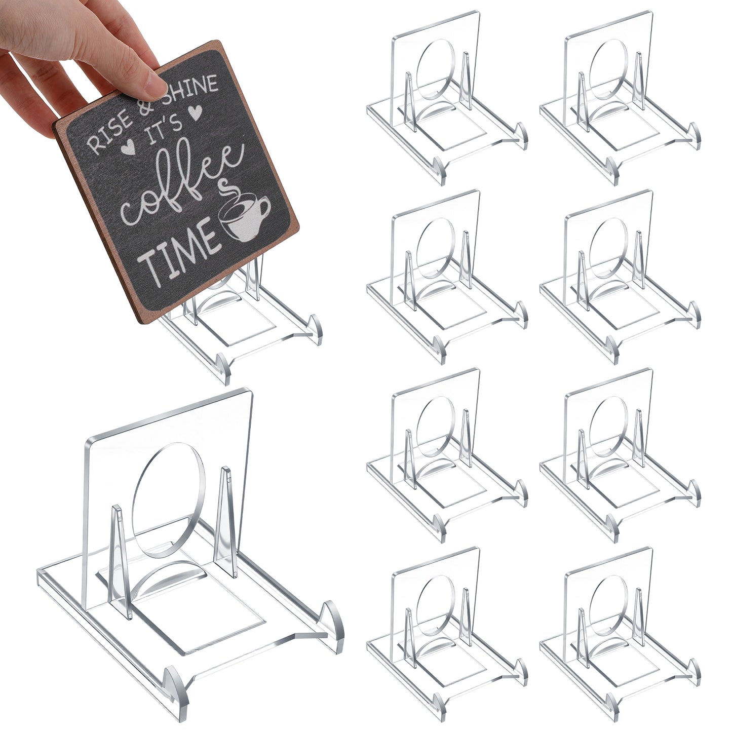 Matwsec 9 Pcs Mini Card Display Stand, Adjustable Premium Acrylic Trading Card Stand, 2.56x1.97in Clear Hard-Wearing Plastic Card Holder for Graded Card Sports Card Trading Card PSA Card Baseball Card