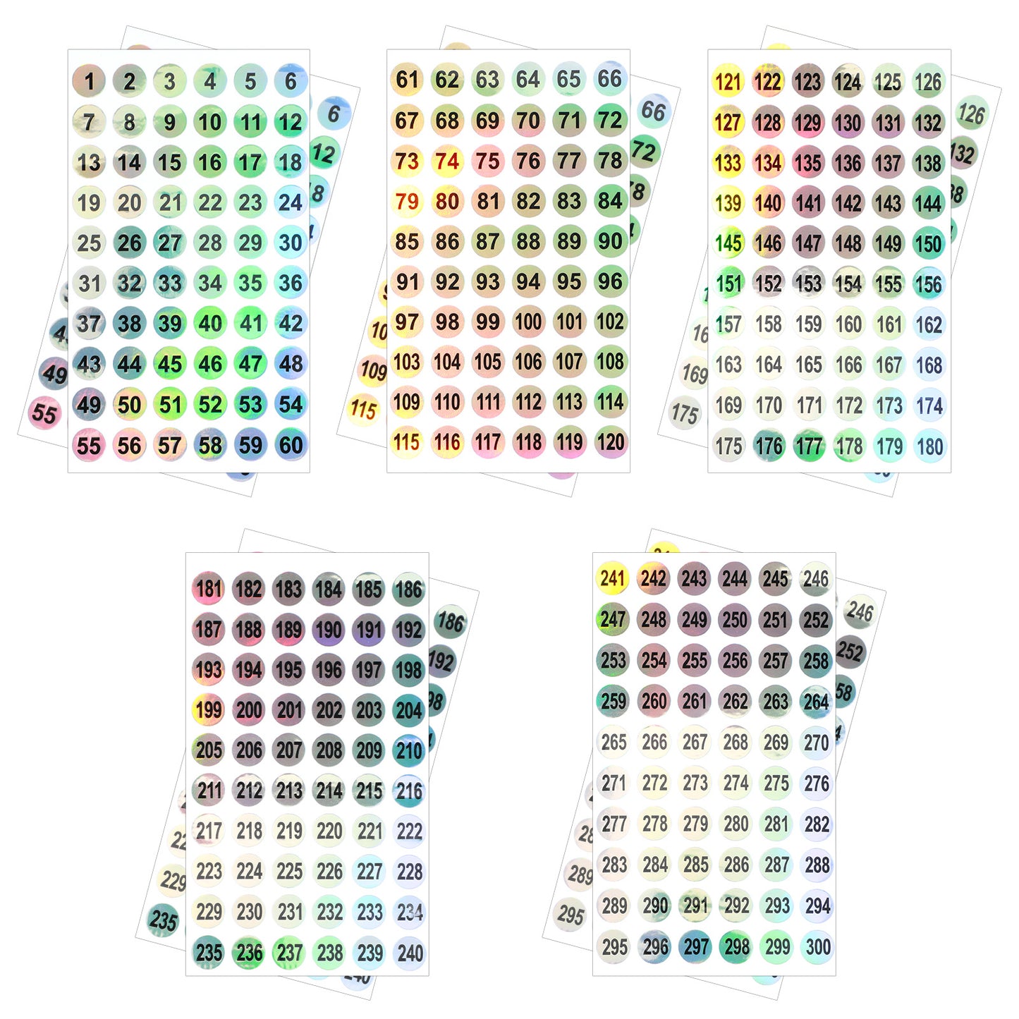 10 Sheets Nail Polish Number Labels 1-300 Round Number Stickers Labels
