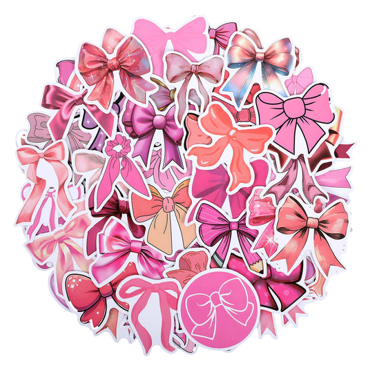 165Pcs Pink Bow Stickers, Coquette Bows Stickers - Cute Aesthetic Pink Bow Sticker, Bows Aesthetic Sticker for Water Bottles, Laptops, Phones, Journals, Waterproof Vinyl
